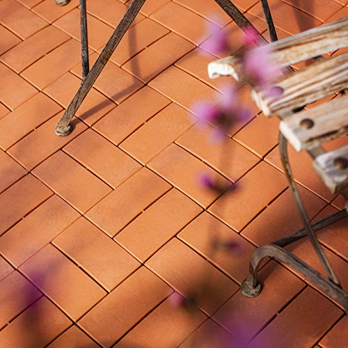 UPP® Paneles de jardín, terraza y balcón I baldosas antideslizantes encajables, piso a prueba de agua I suelo exterior, instalación fácil y rápida I 30 x 30 cm [6 partes, terracota]