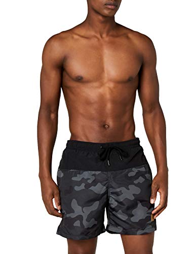 Urban Classics Block Swim Shorts Bañador de natación, Multicolor (Blk/Darkcamo), X-Large para Hombre