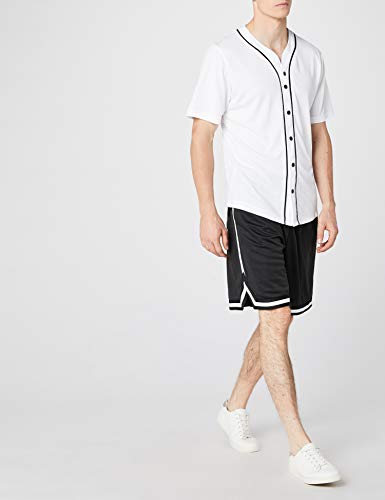 Urban Classics Camiseta Baseball Mesh Jersey con Botones a Presión con Vivos a Contraste, para un Look Deportivo, para Vestir Arreglado pero Casual en white, talla L, hombre