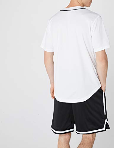 Urban Classics Camiseta Baseball Mesh Jersey con Botones a Presión con Vivos a Contraste, para un Look Deportivo, para Vestir Arreglado pero Casual en white, talla L, hombre