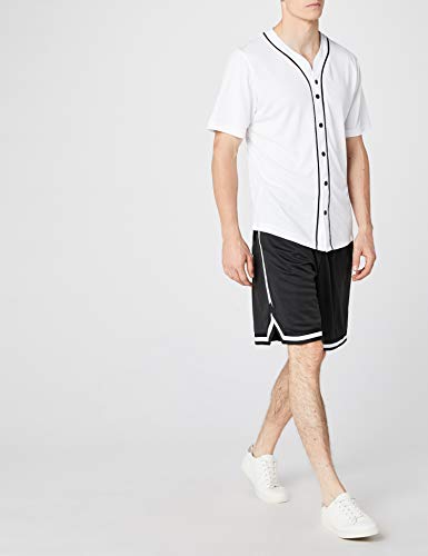 Urban Classics Camiseta Baseball Mesh Jersey con Botones a Presión con Vivos a Contraste, para un Look Deportivo, para Vestir Arreglado pero Casual en white, talla M, hombre