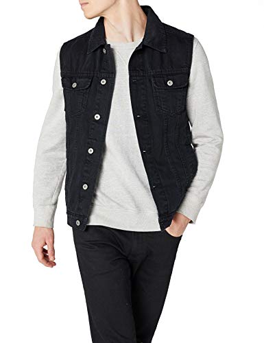 Urban Classics Denim Vest Chaleco, Negro (blackraw 12), X-Large para Hombre