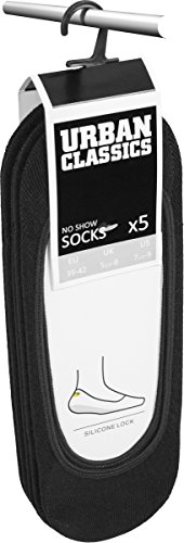 Urban Classics Invisibles Elásticos, Adaptables, Calcetines Pinkies, para Vestir con Pantalones Cortos, en Color, Talla 39-42, Negro (Black 7), (Pack de 5) para Hombre