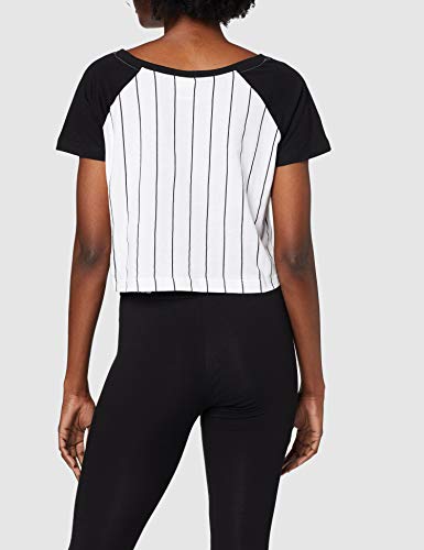 Urban Classics Ladies Cropped Baseball tee Camiseta, Multicolor (Blanco/Negro 224), XS para Mujer