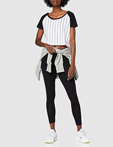 Urban Classics Ladies Cropped Baseball tee Camiseta, Multicolor (Blanco/Negro 224), XS para Mujer