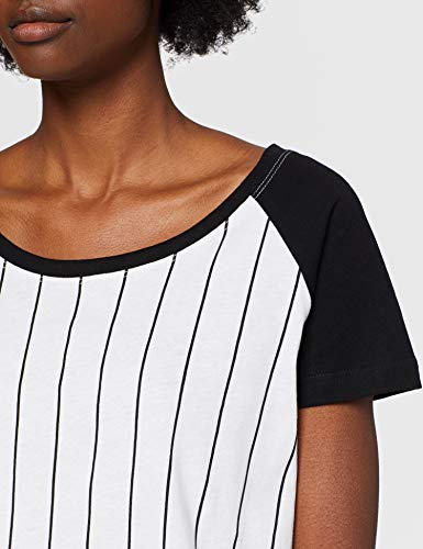 Urban Classics Ladies Cropped Baseball tee Camiseta, Multicolor (Blanco/Negro 224), XS para Mujer