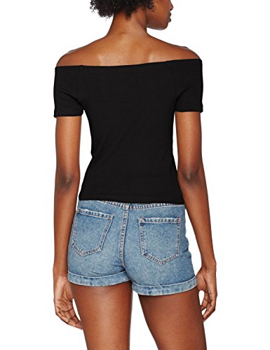 Urban Classics Ladies Off Shoulder Rib tee Camiseta, Negro, M para Mujer