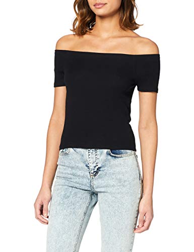 Urban Classics Ladies Off Shoulder Rib tee Camiseta, Negro, M para Mujer