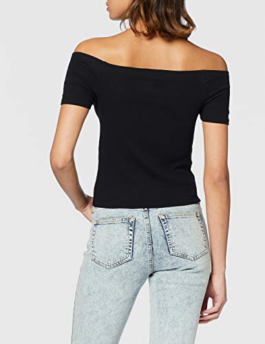 Urban Classics Ladies Off Shoulder Rib tee Camiseta, Negro, M para Mujer