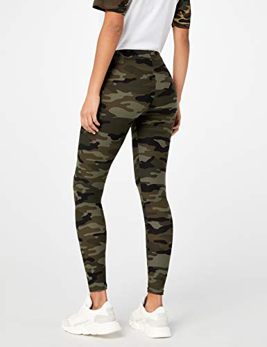 Urban Classics Mujer Leggings Camuflaje, Tanto para Vestir o como para Hacer Deporte, Mallas para Yoga, en Tonos, Talla S, Verde (Wood Camo)