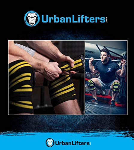 Urban GoCo Vendas elásticas para Rodillas. Soporte de Rodilla elástico y Resistente para Sentadillas, Levantamiento de Potencia y Levantamiento olímpico, Estuche Gratis (Powerlifting)