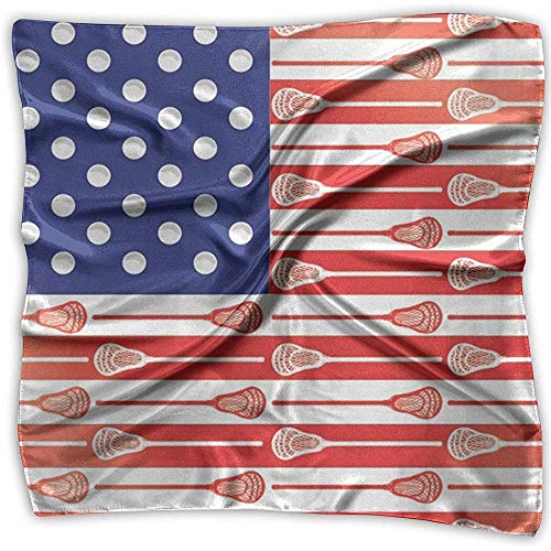 Uridy Mujeres Usa Lacrosse Sticks Flag Impreso Pañuelo Cuadrado Pañuelo Pañuelo Envoltura Cabeza Chal