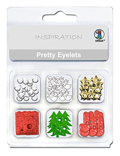 URSUS 74210009 Pretty Eyelets, Navidad, 76 pieza surtidos en 6 motivos, 2 – 4 mm