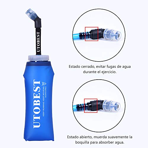 UTOBEST Soft Flask TPU Botella Hidratacion Running Trail Botella de Agua Flexible 600ml