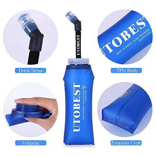 UTOBEST Soft Flask TPU Botella Hidratacion Running Trail Botella de Agua Flexible 600ml