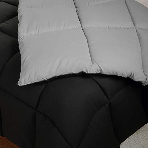 Utopia Bedding Edredón Nórdico - Edredón 300 gr/m²- (230 x 260cm) - Edredón Reversible Cama 180 (Bicolor) - Gris y Negro