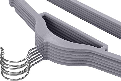 Utopia Home - 50 Paquete Perchas de Terciopelo - Perchas para Trajes de Terciopelo con Tie Bar - Antideslizantes (Gris)