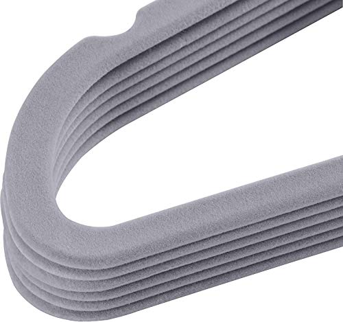 Utopia Home - 50 Paquete Perchas de Terciopelo - Perchas para Trajes de Terciopelo con Tie Bar - Antideslizantes (Gris)