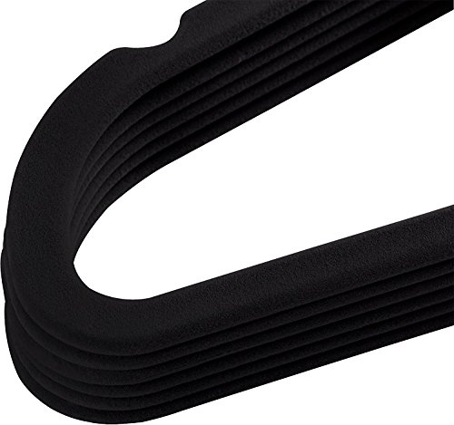 Utopia Home Paquette de 50 Perchas de Terciopelo - Perchas para Trajes de Terciopelo con Tie Bar - Antideslizantes (Negro)