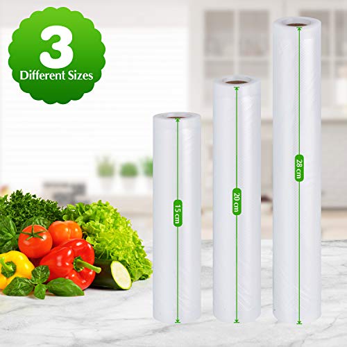 Vacío-Rollos para almacenaje-Alimentos Sous-Vide Cocina aprobación - 6 rolls 15x300cm y 20x300cm y 28x300cm de la FDA y BPA Free