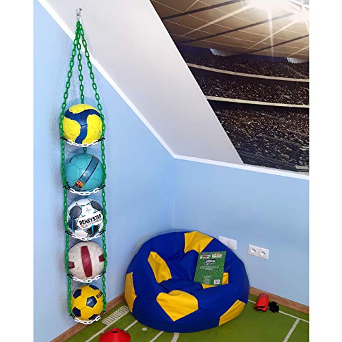 Vailantes™ Organizador Colgante Para Pelotas: De Fútbol, Voleibol y Baloncesto Original Organizador De Pelotas Para La Habitación De Los Niños o De Entrenamiento En Clubes Deportivos