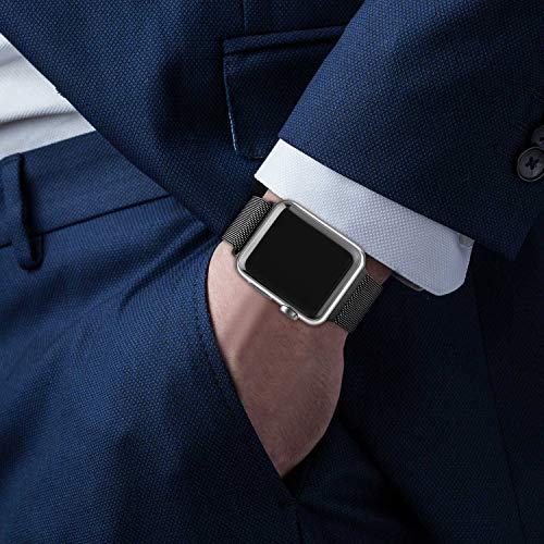 Vanjua Metal Correa Compatible con Apple Watch Correa 44mm 42mm 38mm 40mm,Pulsera de Repuesto de Inoxidable Correa para iWatch Series 5 4 3 2 1,Mujer y Hombre (42mm/44mm, 02 Negro)