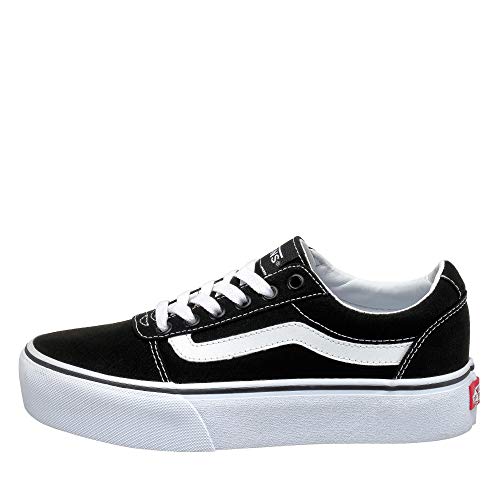 Vans Ward Platform Canvas Zapatillas Mujer, Negro (Canvas) Black/White 187), 37 EU (4.5 UK)