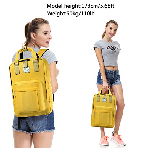 VASCHY Mochilas Hombre Vintage Mochilas Escolares Juveniles Mochila para Portatil 15.6 Pulgadas Mochila Ordenador Casual Mochila Universidad Resistente al Agua Mochilas Adolescentes Trabajo Amarillo