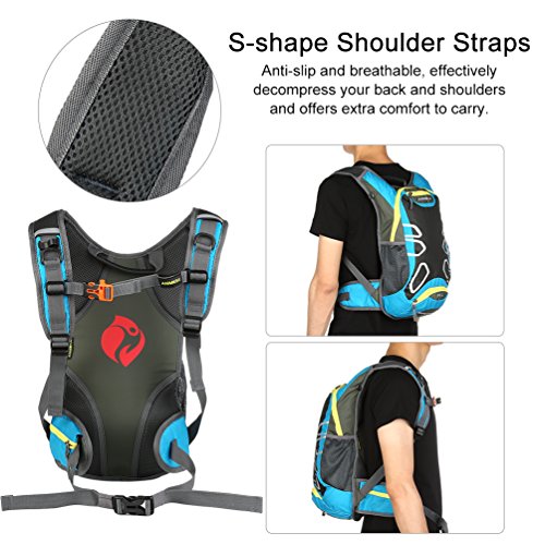 Vbiger 15L Mochila Ciclismo Mochila Senderismo Mochila de hidratación con Cubierta Impermeable al Aire Libre Ligera para Hombres y Mujeres Sin Bolsa Agua (Azul Claro)