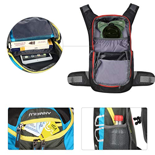 Vbiger 15L Mochila Ciclismo Mochila Senderismo Mochila de hidratación con Cubierta Impermeable al Aire Libre Ligera para Hombres y Mujeres Sin Bolsa Agua (Azul Claro)