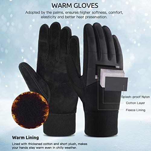 VBIGER Guantes de Invierno, Guantes de Pantalla Táctil Guantes Antideslizantes Deportivos, negro (Negro, S)