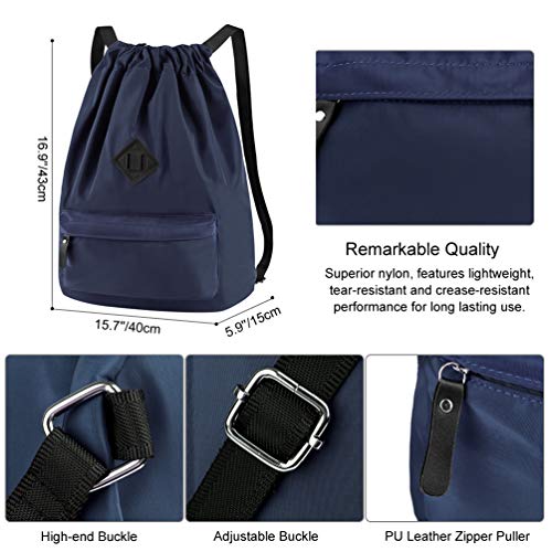 Vbiger Mochila de Cuerda Unisex Azul Oscuro