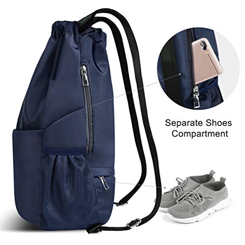 VBIGER Mochila de Cuerda Unisex Negro para Deporte Gimnasio Yoga Nadar (Azul)