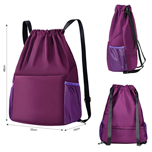 VBIGER Mochila de Cuerda Unisex Negro para Deporte Gimnasio Yoga Nadar (púrpura)