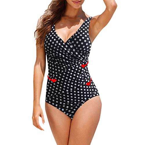 VECDY Bikinis Mujer 2019, Bañadores De Mujer Natacion Sexy Traje De Baño Una Pieza Color Solido Acolchado Monokini Push Up Bikini Sets Ropa Playa Mujer Conjunto Deportivo Mujer Fitness(Negro,XXL)