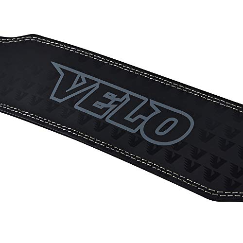 VELO - Cinturón de piel de búfalo para levantamiento de pesas de 10,16 cm, Blanco y negro., L