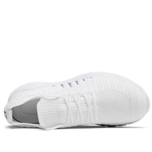 Veluckin Zapatillas Hombre Transpirable Deportivas Tejido de Punto Zapatos Running Hombre Zapatillas para Correr,9003-Blanco,36