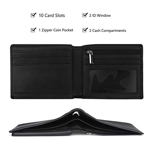 Vemingo Carteras para Hombre con Bolsillo de Moneda/Monedero con RFID Bloqueo para Tarjetas de Crédito Portamonedas Ligeros para Hombre/Adolescente (Xb-037 Negro)