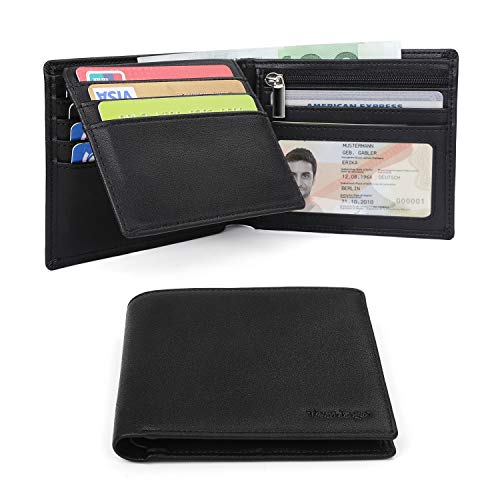 Vemingo Carteras para Hombre con Bolsillo de Moneda/Monedero con RFID Bloqueo para Tarjetas de Crédito Portamonedas Ligeros para Hombre/Adolescente (Xb-037 Negro)