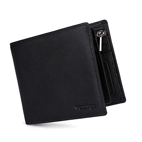 Vemingo Carteras para Hombre con Bolsillo de Moneda/Monedero con RFID Bloqueo para Tarjetas de Crédito Portamonedas Ligeros para Hombre/Adolescente (Xb-037 Negro)