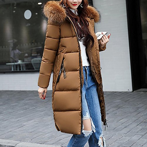 VENMO Mujer Invierno Casual Más Gruesa Abrigo Parkas Militar con Capucha Chaqueta de Acolchado Anorak Jacket Outwear Coats by (XXXL -Busto: 117cm/46.1", Café)