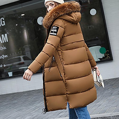 VENMO Mujer Invierno Casual Más Gruesa Abrigo Parkas Militar con Capucha Chaqueta de Acolchado Anorak Jacket Outwear Coats by (XXXL -Busto: 117cm/46.1", Café)