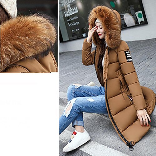 VENMO Mujer Invierno Casual Más Gruesa Abrigo Parkas Militar con Capucha Chaqueta de Acolchado Anorak Jacket Outwear Coats by (XXXL -Busto: 117cm/46.1", Café)