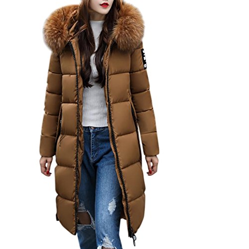 VENMO Mujer Invierno Casual Más Gruesa Abrigo Parkas Militar con Capucha Chaqueta de Acolchado Anorak Jacket Outwear Coats by (XXXL -Busto: 117cm/46.1", Café)