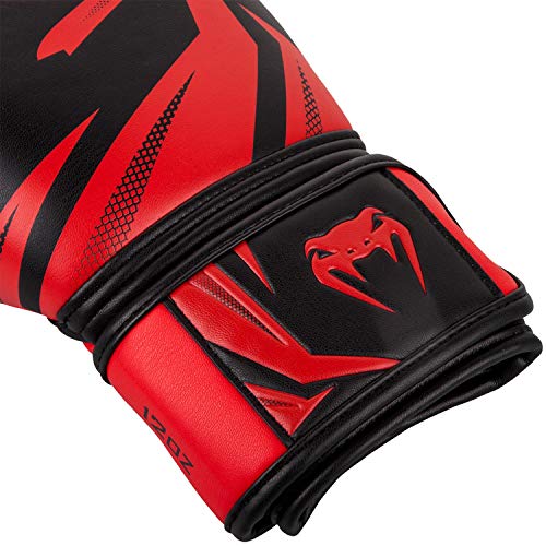 VENUM Challenger 3.0 Guantes de Boxeo, Unisex Adulto, Negro/Rojo, 12oz