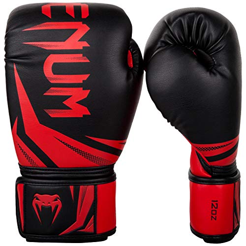 VENUM Challenger 3.0 Guantes de Boxeo, Unisex Adulto, Negro/Rojo, 12oz