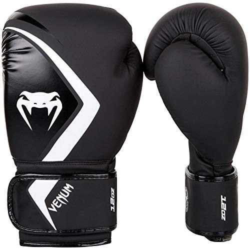 VENUM Contender 2.0 Guantes de Boxeo, Unisex Adulto, Negro/Gris/Blanco, 12 oz