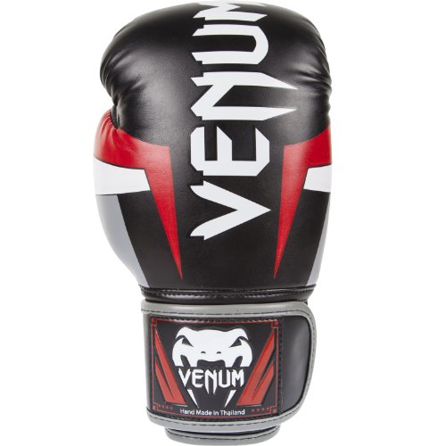 VENUM Elite Guantes de Boxeo, Unisex Adulto, Negro/Rojo/Gris, 12 oz