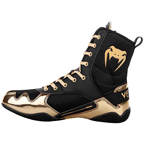 Venum Elite, Zapatos de Boxeo Unisex Adulto, Negro/Dorado, 44 EU