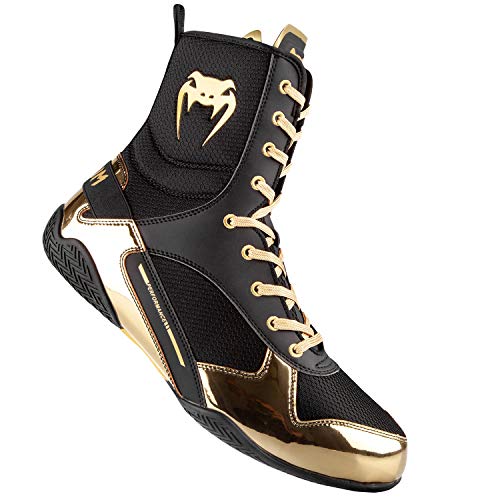 Venum Elite, Zapatos de Boxeo Unisex Adulto, Negro/Dorado, 44 EU